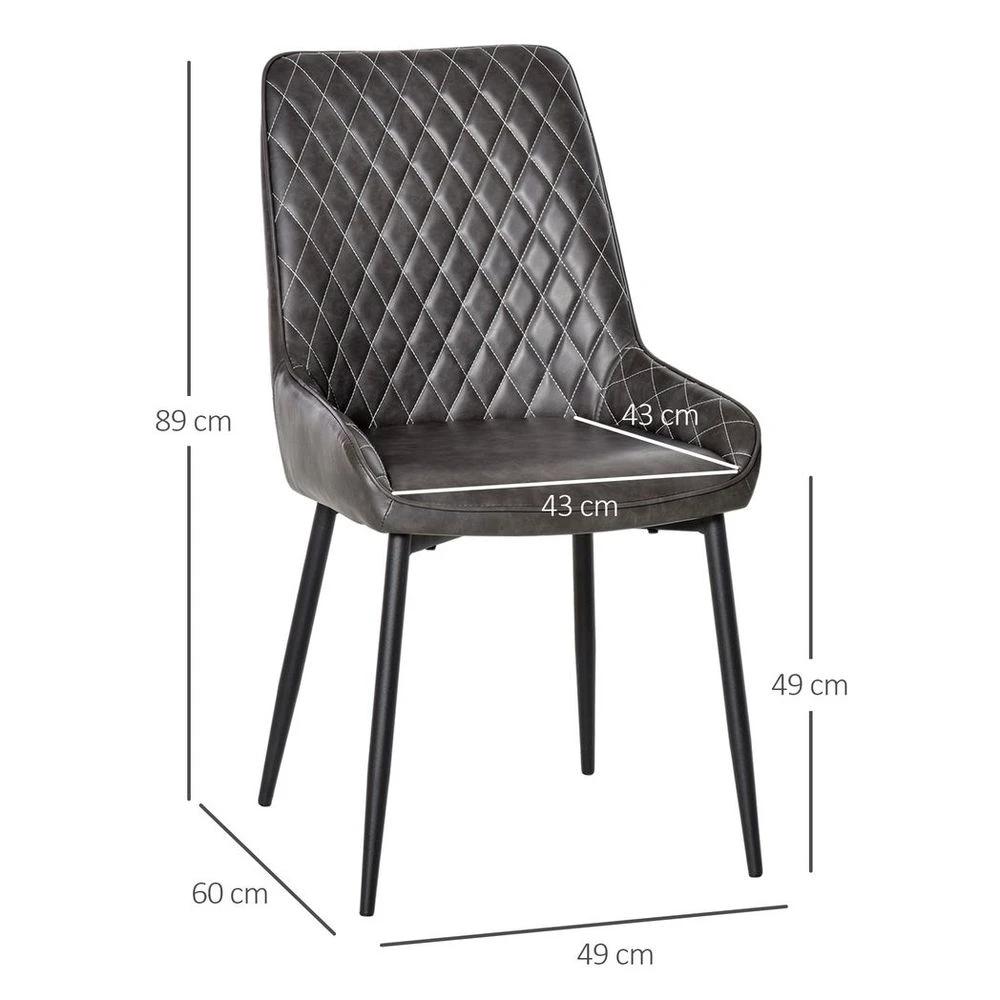 HOMCOM Retro Dining Chair Set of 2, PU Leather Upholstered Side Chairs - Uncategorized Leather Chairs
