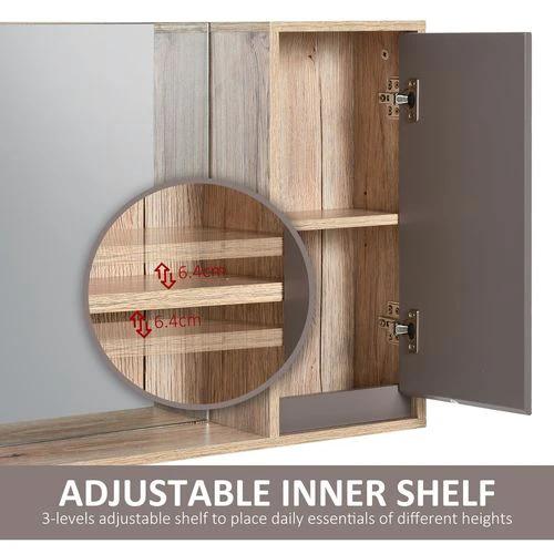 HOMCOM 49x57cm Wall Mounting Bathroom Cabinet & Mirror Shelf Door Home Storage - Mirror