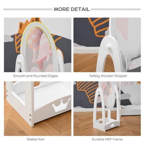 HOMCOM Free Standing Dressing Mirror Kids with Storage For 3- 8 Years Old - Mirror