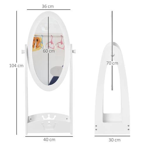 HOMCOM Free Standing Dressing Mirror Kids with Storage For 3- 8 Years Old - Mirror