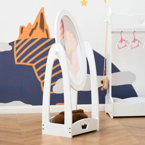 HOMCOM Free Standing Dressing Mirror Kids with Storage For 3- 8 Years Old - Mirror