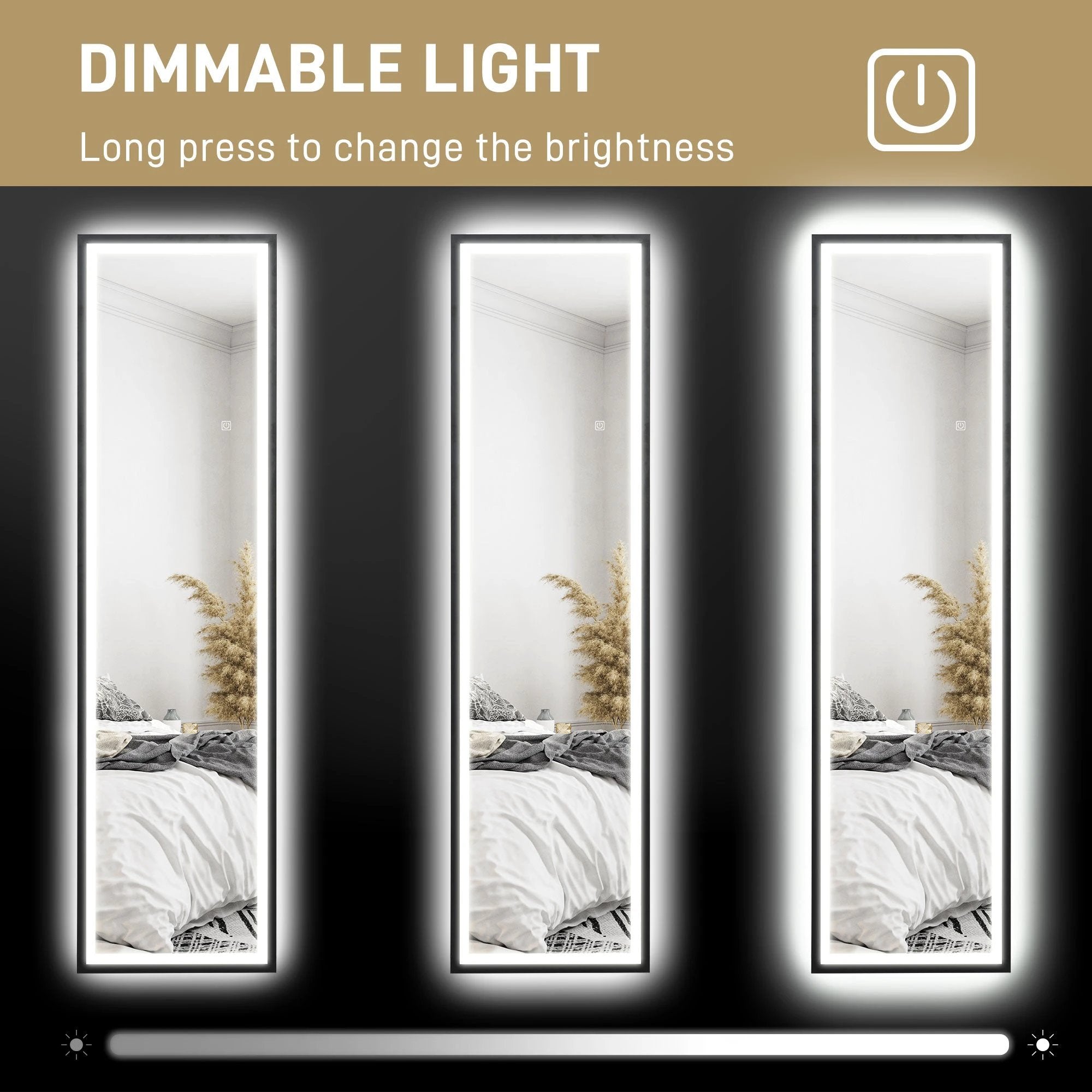 HOMCOM HOMCOM 150 x 40cm Full Length Mirror w/ Adjustable Lights Metal Frame Black - Mirror