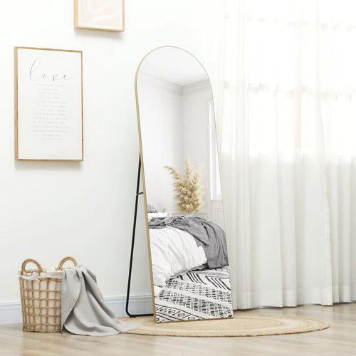 HOMCOM HOMCOM Floor Mirror Wall Mount Leaning Standing Mirror 50 x 150cm Gold Tone - Mirror