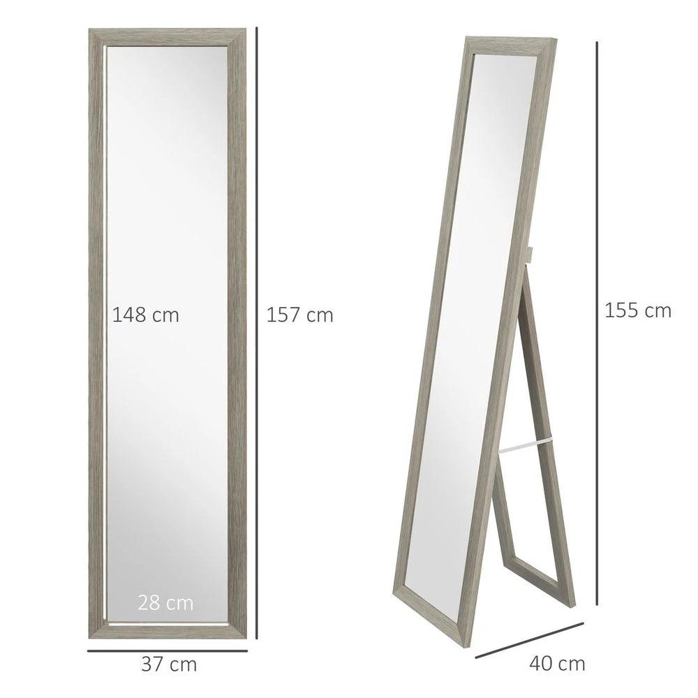 HOMCOM Full Length Mirror, Farmhouse Wall Mirror, Hanging & Freestanding - Mirror
