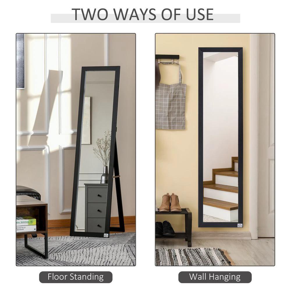 HOMCOM Full Length Mirror, Floor Standing or Wall-Mounted Long Mirror, Black by HOMCOM