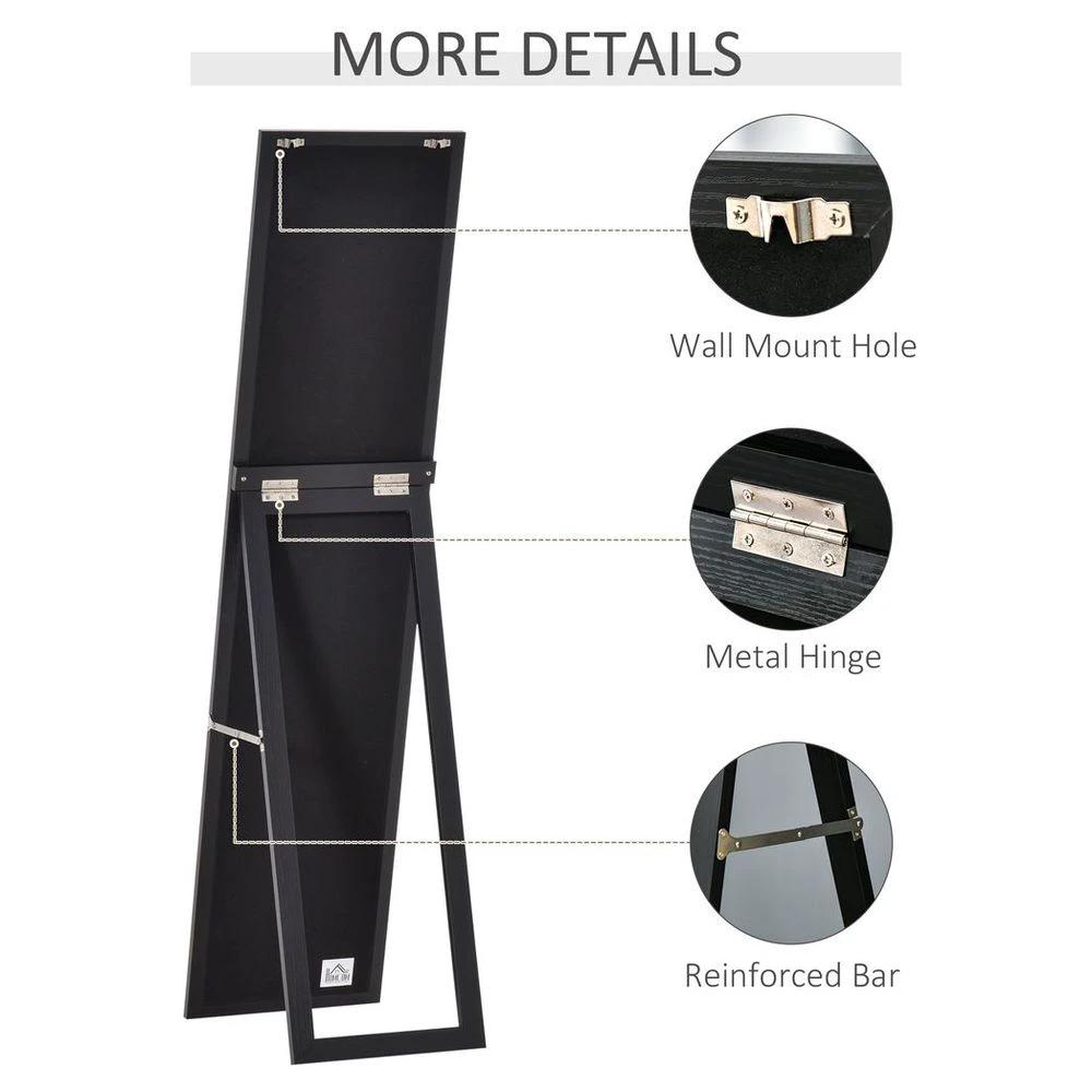 HOMCOM Full Length Mirror, Floor Standing or Wall-Mounted Long Mirror, Black by HOMCOM
