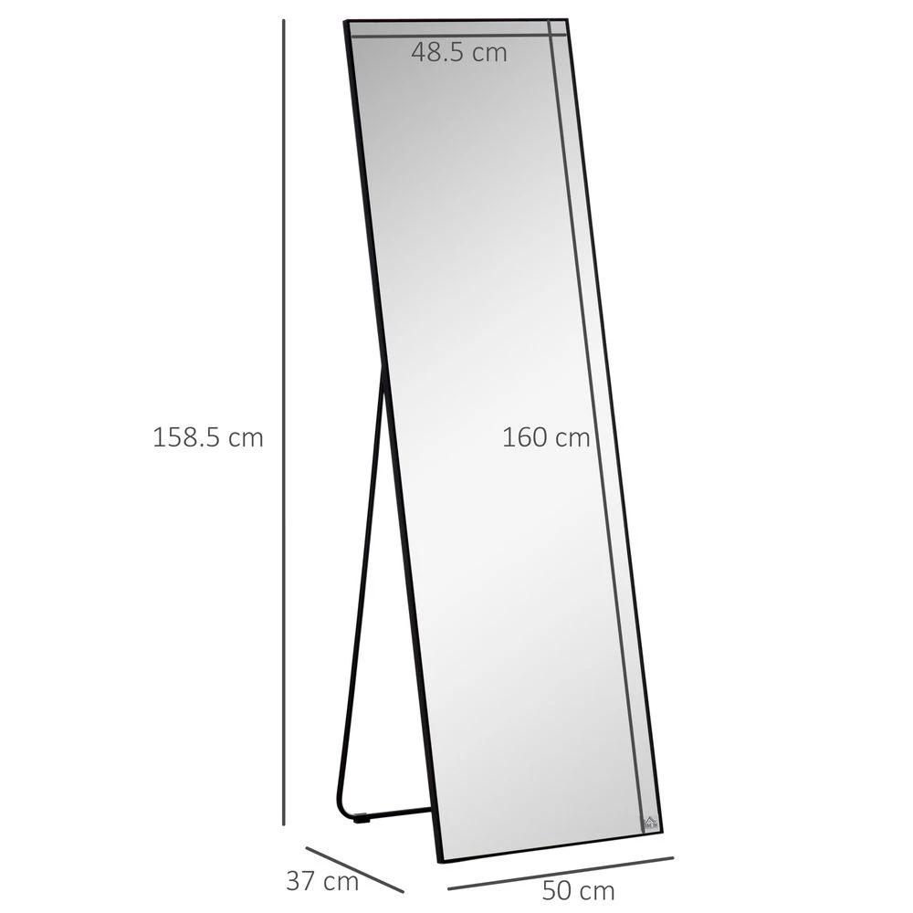HOMCOM Full Length Mirror Floor Standing Wall-Mounted, Dressing Mirror Black by HOMCOM