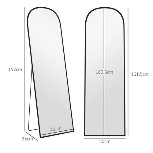 HOMCOM Full Length Mirror with Aluminium Alloy Frame Hanging or Leaning Black by HOMCOM