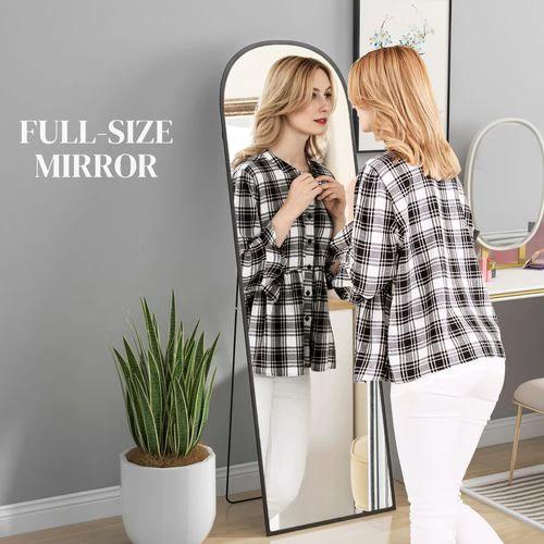 HOMCOM Full Length Mirror with Aluminium Alloy Frame Hanging or Leaning Black by HOMCOM
