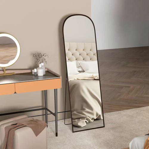 HOMCOM Full Length Mirror with Aluminium Alloy Frame Hanging or Leaning Black by HOMCOM