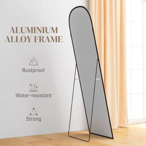HOMCOM Full Length Mirror with Aluminium Alloy Frame Hanging or Leaning Black by HOMCOM