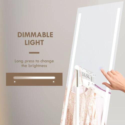 HOMCOM LED Lighted Full Length Mirror Dimmable Full Size Body Mirror for Bedroom - Mirror