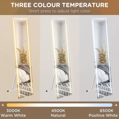 HOMCOM LED Lighted Full Length Mirror Dimmable Full Size Body Mirror for Bedroom - Mirror