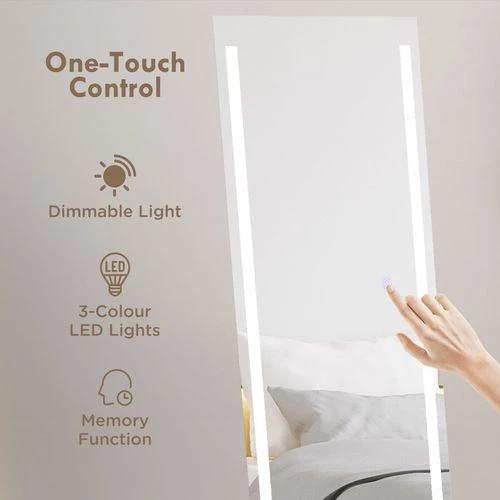 HOMCOM LED Lighted Full Length Mirror Dimmable Full Size Body Mirror for Bedroom - Mirror