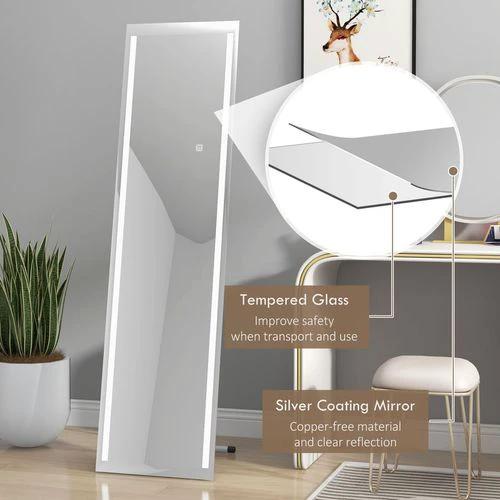 HOMCOM LED Lighted Full Length Mirror Dimmable Full Size Body Mirror for Bedroom - Mirror