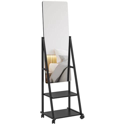 HOMCOM Movable Full Length Mirror Adjustable Full Body Mirror with 2 Shelves by HOMCOM