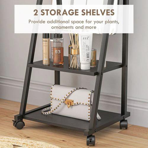 HOMCOM Movable Full Length Mirror Adjustable Full Body Mirror with 2 Shelves by HOMCOM