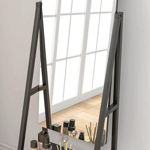 HOMCOM HOMCOM Movable Full Length Mirror Adjustable Full Body Mirror with 2 Shelves - Mirror