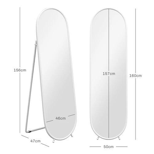 HOMCOM Oval Full Length Mirror with Metal Frame Hanging or Leaning White - Mirror