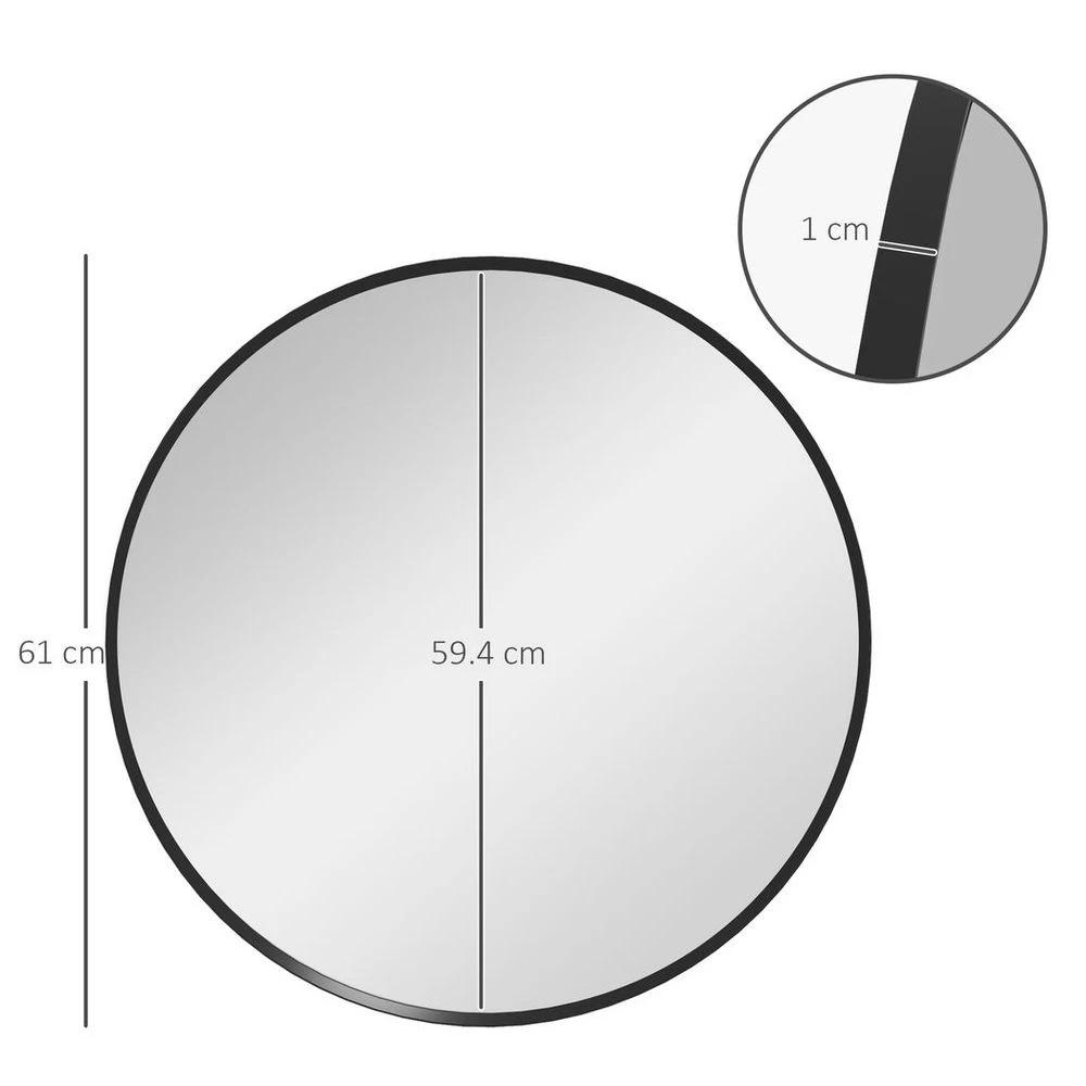 HOMCOM HOMCOM Wall Mirror for Living Room Bedroom, 61 cm Circle Bathroom Mirror, Black - Mirror