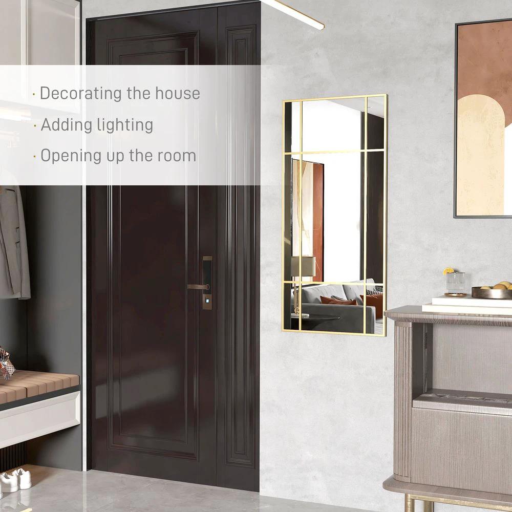 HOMCOM HOMCOM Window Style Vanity Mirror 110 x 50cm Hanging Wall Mirror Gold Tone - Mirror
