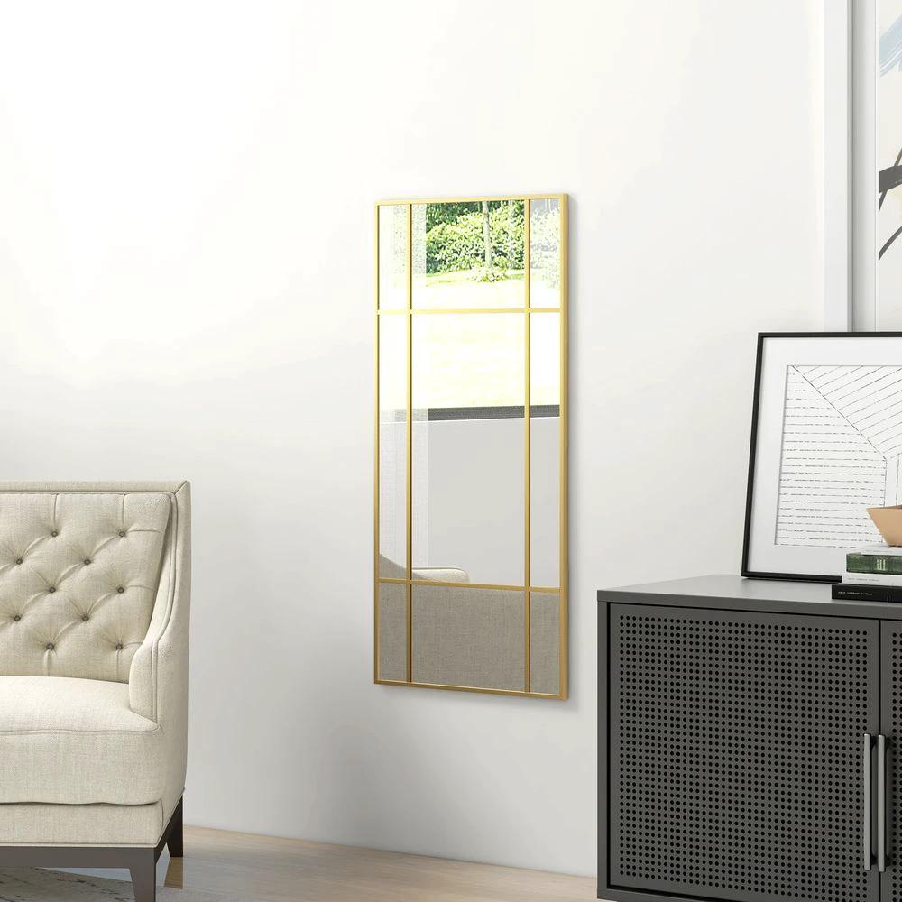HOMCOM HOMCOM Window Style Vanity Mirror 110 x 50cm Hanging Wall Mirror Gold Tone - Mirror