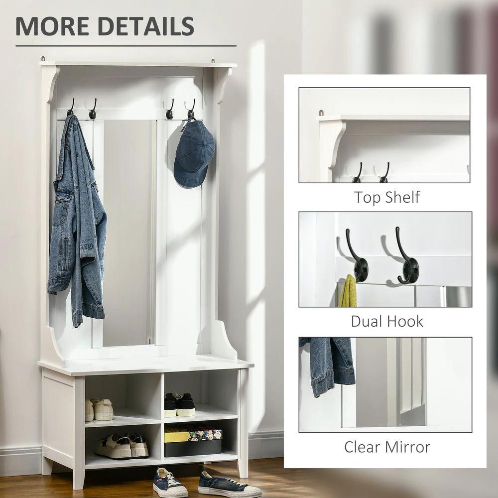 Mirror Cabinet, 80Lx40Wx170H cm-White by HOMCOM