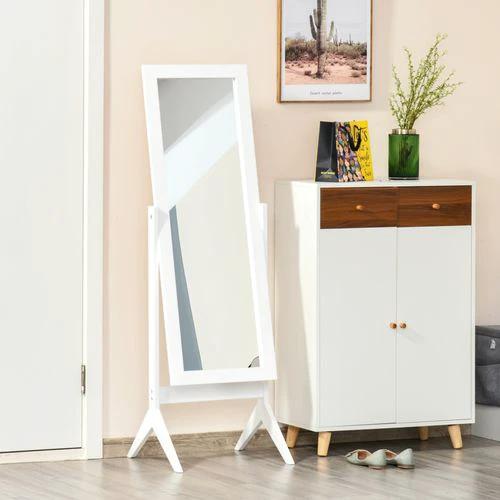 HOMCOM Tall Freestanding Dressing Mirror w/Adjustable Tilt White - Mirror