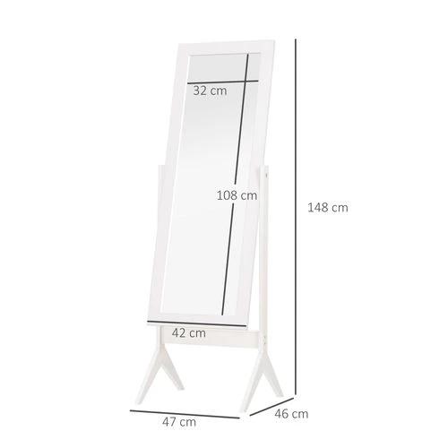 HOMCOM Tall Freestanding Dressing Mirror w/Adjustable Tilt White - Mirror