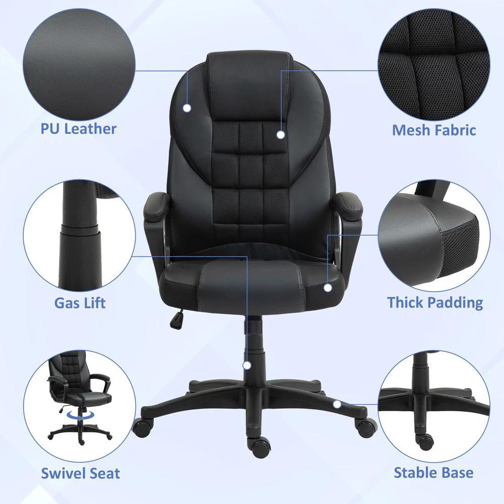 HOMCOM Executive Office Chair High Back Computer Chair with Armrests by HOMCOM