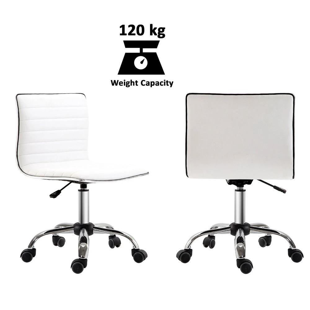 HOMCOM Armless Mid-Back Adjustable Office Chair 360 Swivel Ergonomic White HOMCOM - Office Chair