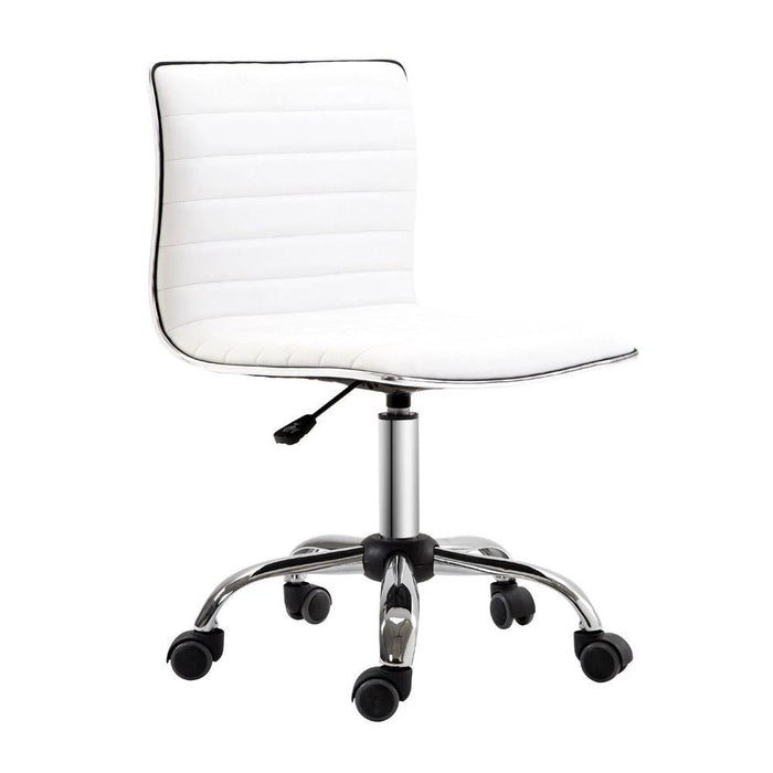 HOMCOM Armless Mid-Back Adjustable Office Chair 360 Swivel Ergonomic White HOMCOM - Office Chair