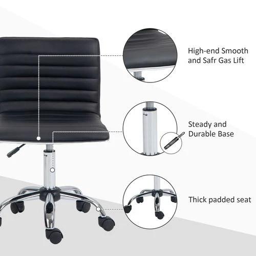 HOMCOM Armless Mid-Back Adjustable Office Chair with 360 Swivel Black by HOMCOM