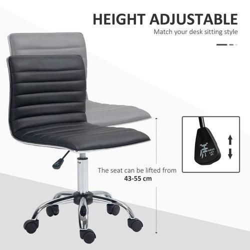 HOMCOM Armless Mid-Back Adjustable Office Chair with 360 Swivel Black by HOMCOM