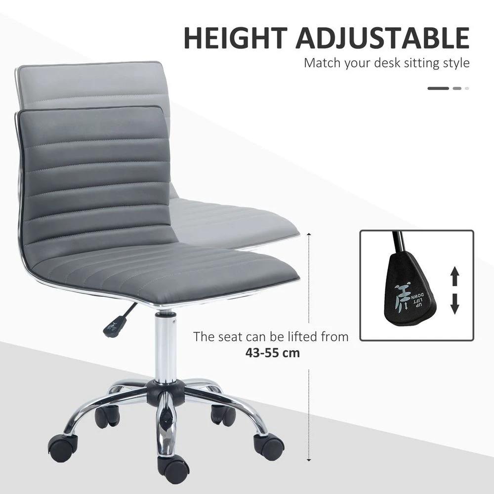 HOMCOM Armless Mid-Back Adjustable Office Chair with 360 Swivel Dark Grey by HOMCOM