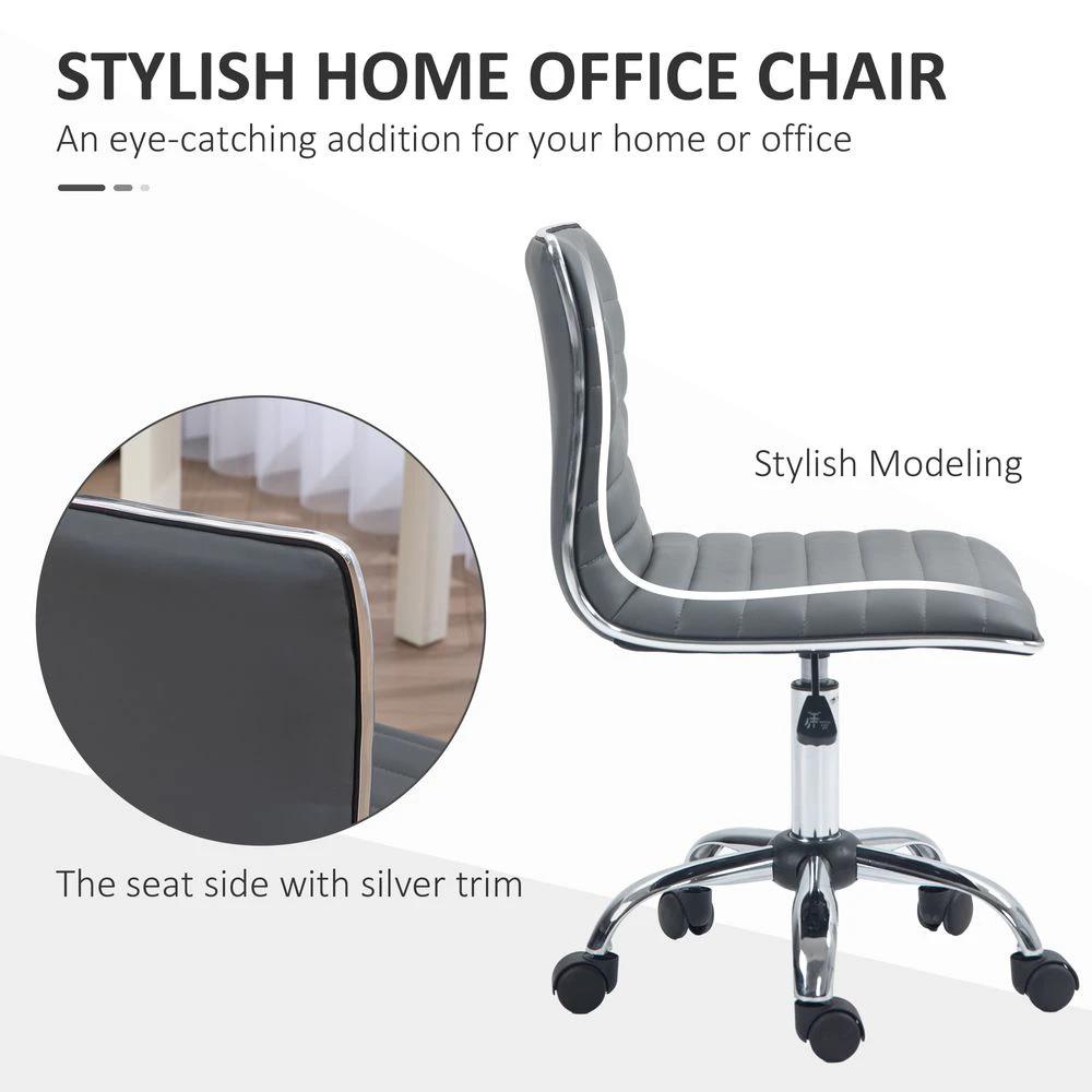 HOMCOM Armless Mid-Back Adjustable Office Chair with 360 Swivel Dark Grey by HOMCOM