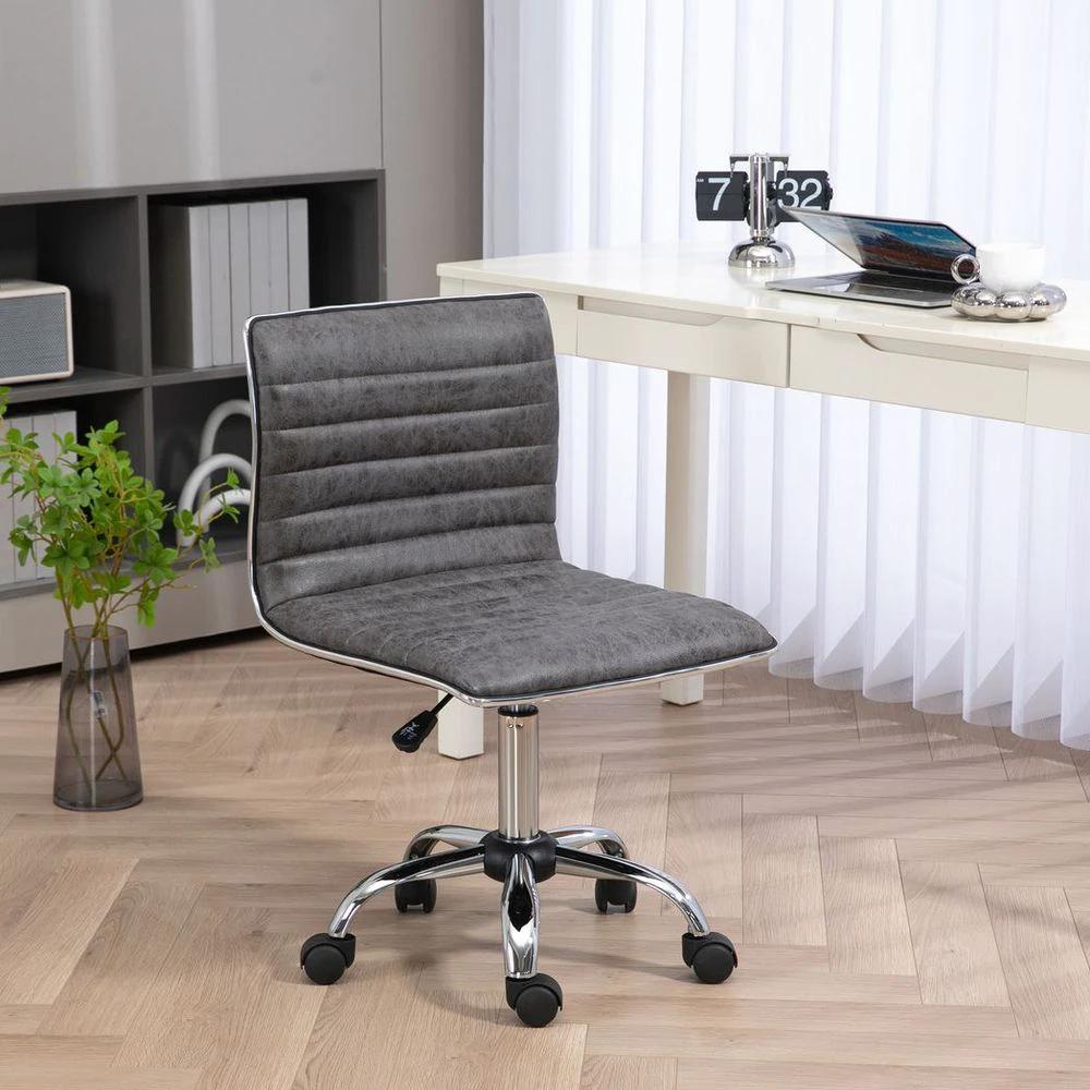 HOMCOM Armless Mid-Back Adjustable Office Chair with 360 Swivel Grey by HOMCOM