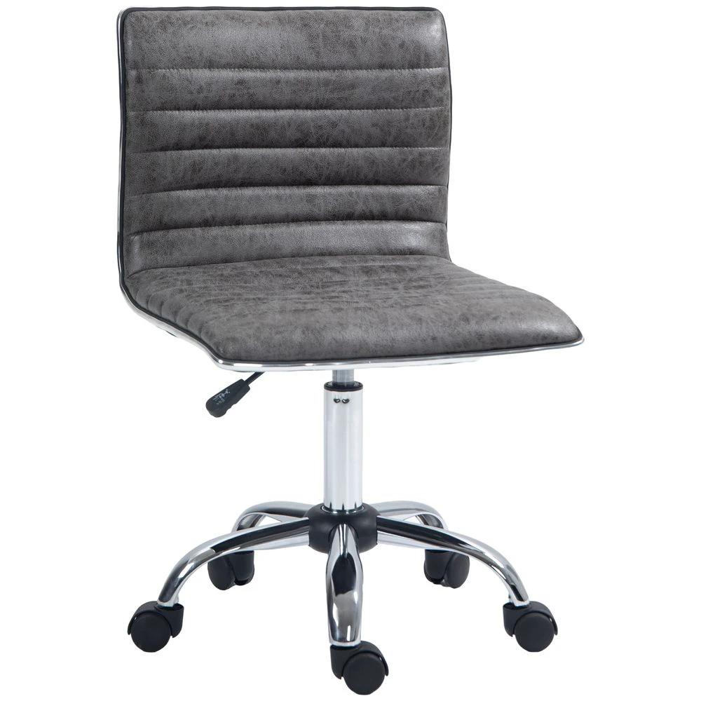 HOMCOM Armless Mid-Back Adjustable Office Chair with 360 Swivel Grey by HOMCOM