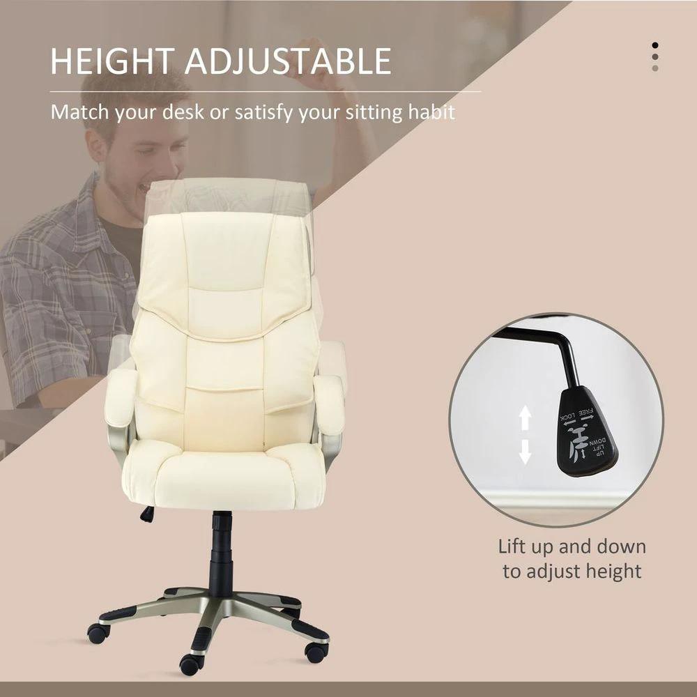 HOMCOM Executive Office Chair Faux Leather Computer Desk Chair w/ Wheel White by HOMCOM