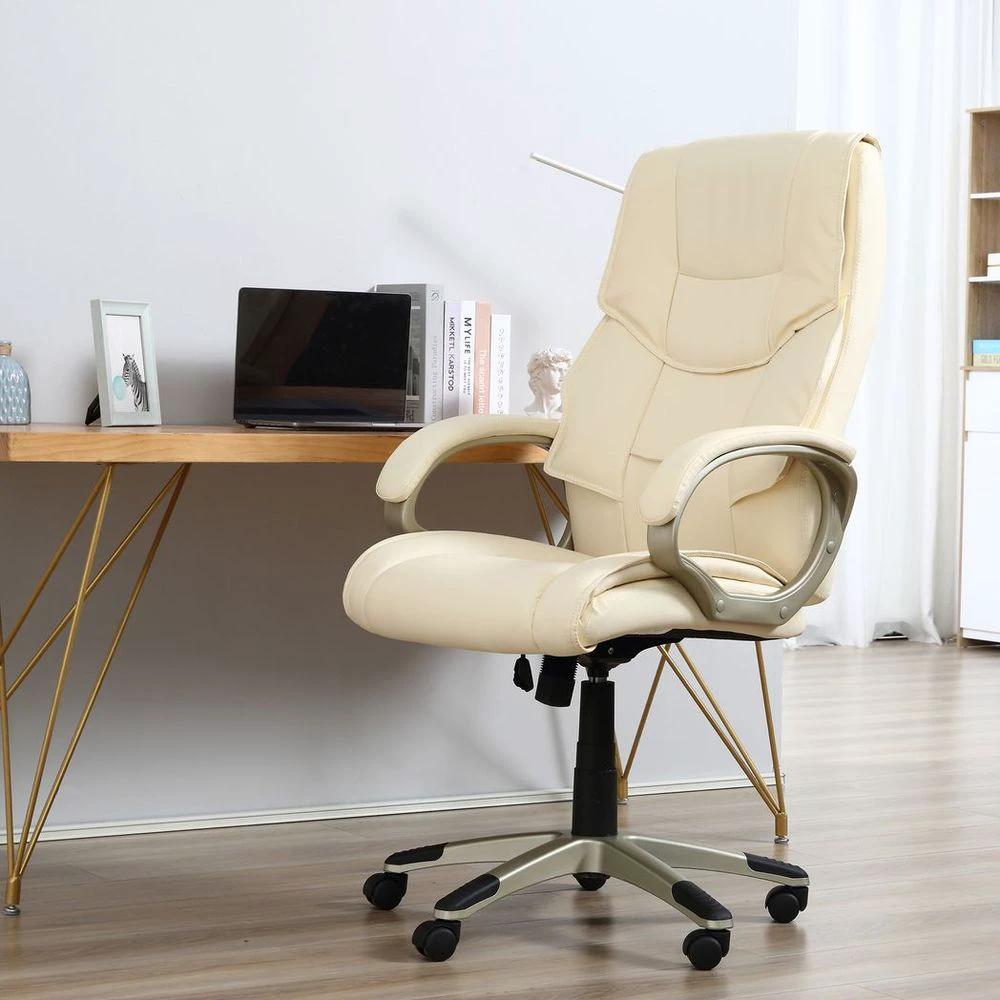 HOMCOM Executive Office Chair Faux Leather Computer Desk Chair w/ Wheel White by HOMCOM