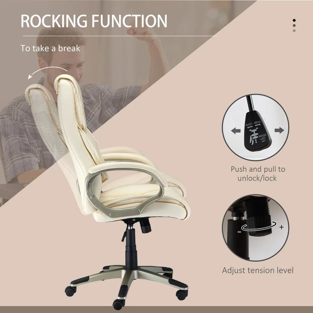 HOMCOM Executive Office Chair Faux Leather Computer Desk Chair w/ Wheel White by HOMCOM