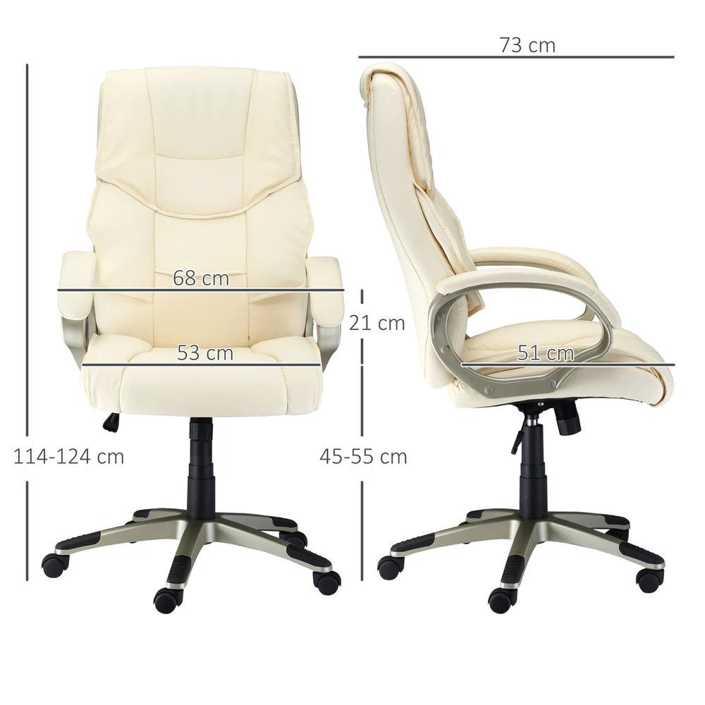 HOMCOM Executive Office Chair Faux Leather Computer Desk Chair w/ Wheel White by HOMCOM