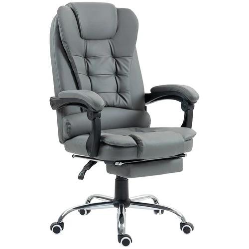 HOMCOM Executive Office Chair PU Leather Swivel Chair with Footrest Grey by HOMCOM