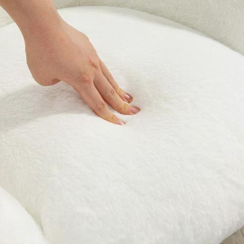 HOMCOM HOMCOM Fluffy Leisure Chair Office Chair with Backrest Wheels Cream White - Office Chair