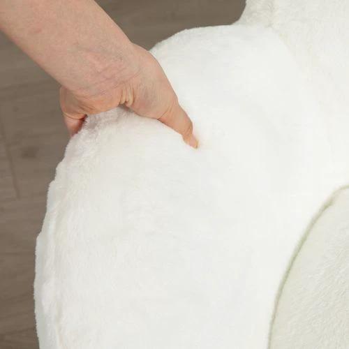 HOMCOM HOMCOM Fluffy Leisure Chair Office Chair with Backrest Wheels Cream White - Office Chair