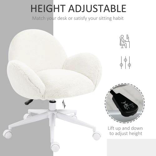 HOMCOM HOMCOM Fluffy Leisure Chair Office Chair with Backrest Wheels Cream White - Office Chair