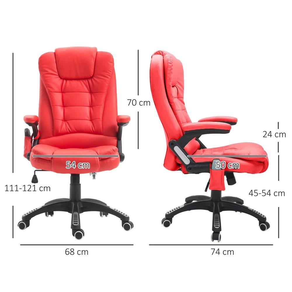 HOMCOM Heated Vibrating Massage Office Chair with Reclining Function, Red by HOMCOM