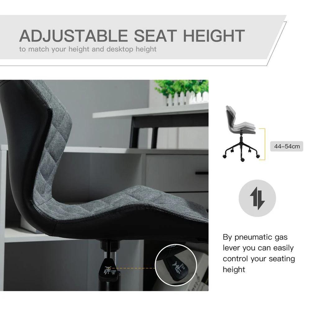 HOMCOM Home Office Swivel Desk Chair Nylon Wheels Adjustable Height Linen Grey - Office Chair