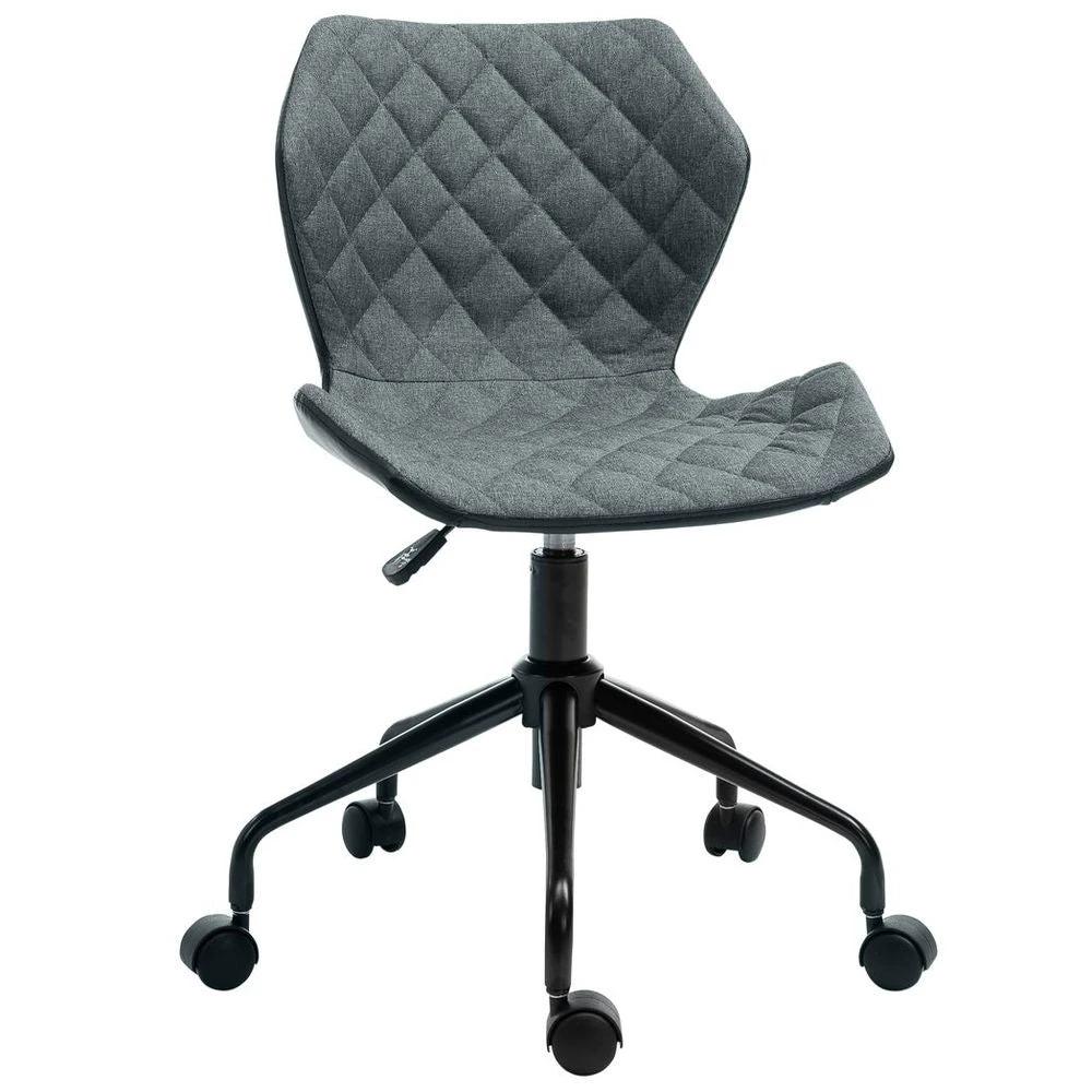 HOMCOM Home Office Swivel Desk Chair Nylon Wheels Adjustable Height Linen Grey - Office Chair
