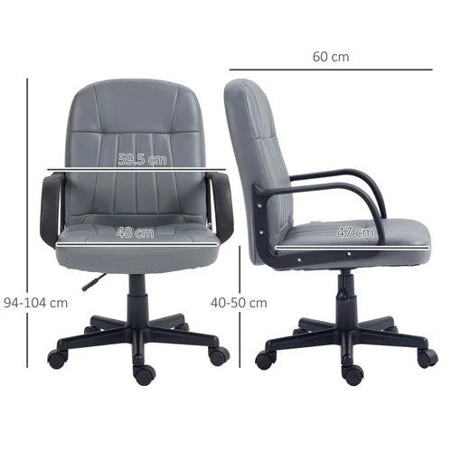 HOMCOM PU Leather Office Chair Swivel Home Mid-Back Computer Desk Chair, Grey - Office Chair